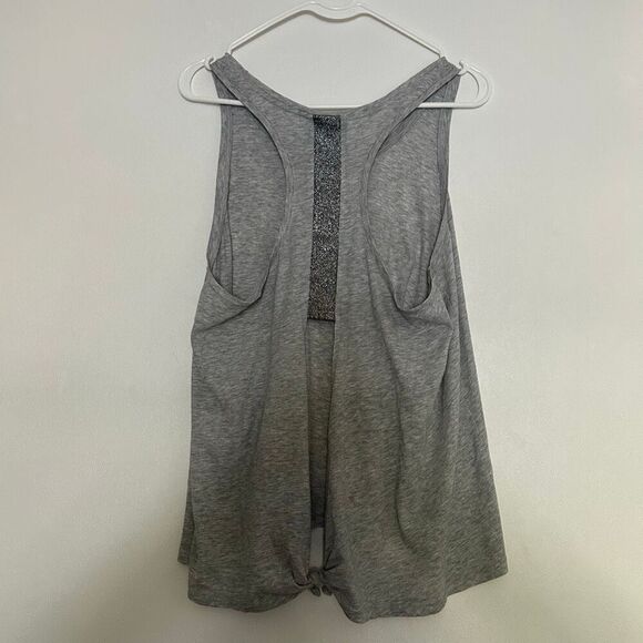 Victoria Sport Gray Tank Top Women’s Size L Tie Back Glitter Logo - Picture 2 of 5